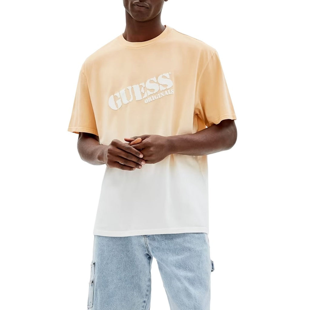 Guess M2GP02 K9Y40 T-shirt Maglietta Uomo Arancione Bianco