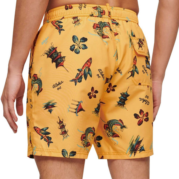 Superdry M3010232A Costume da Bagno Boxer Pantaloncini Uomo Giallo