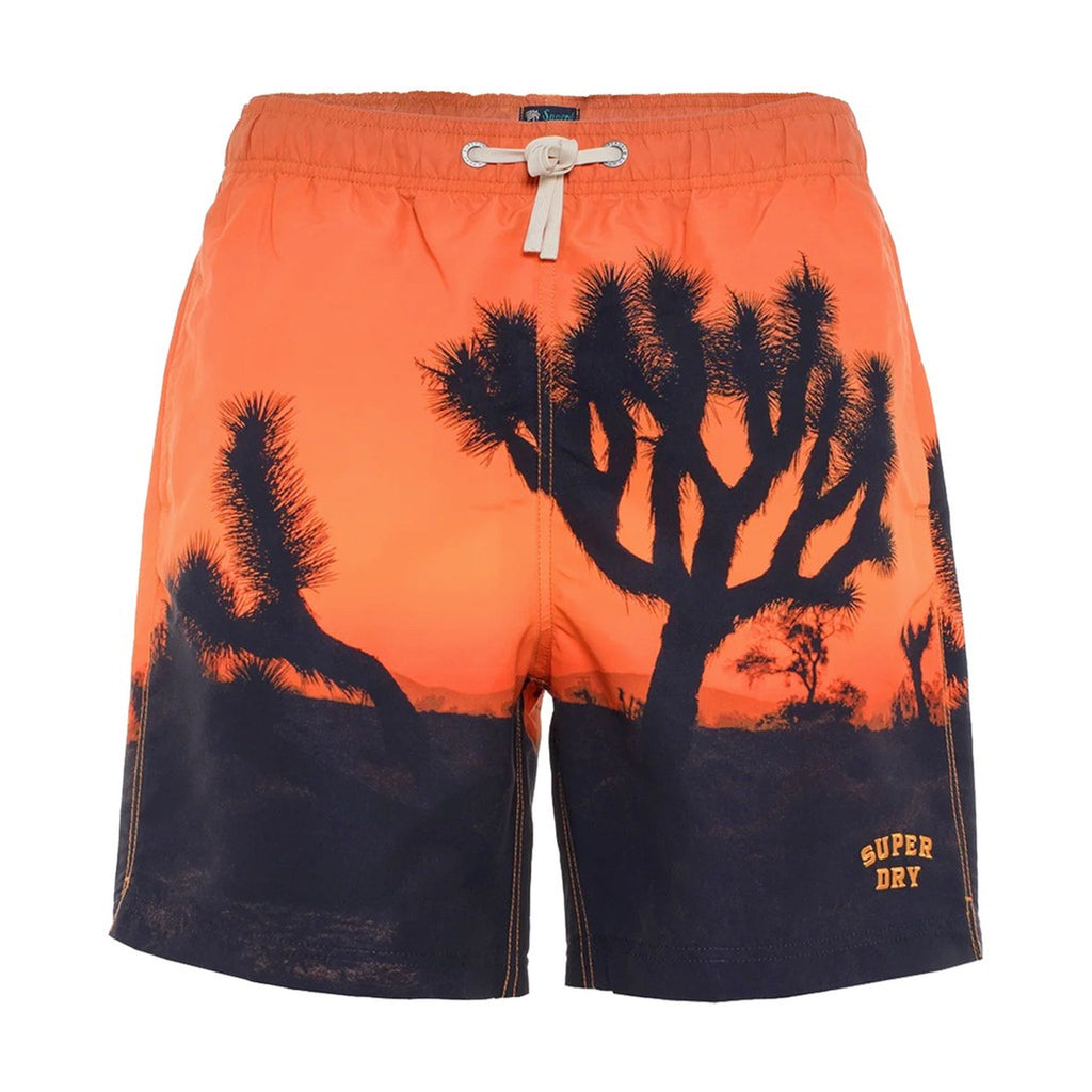 Superdry M3010233A Costume da Bagno Boxer Pantaloncini Uomo Arancione Nero