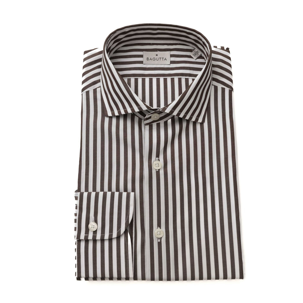 Bagutta WALTER 12745 Camicia Uomo Marrone Bianco - BeFashion.it