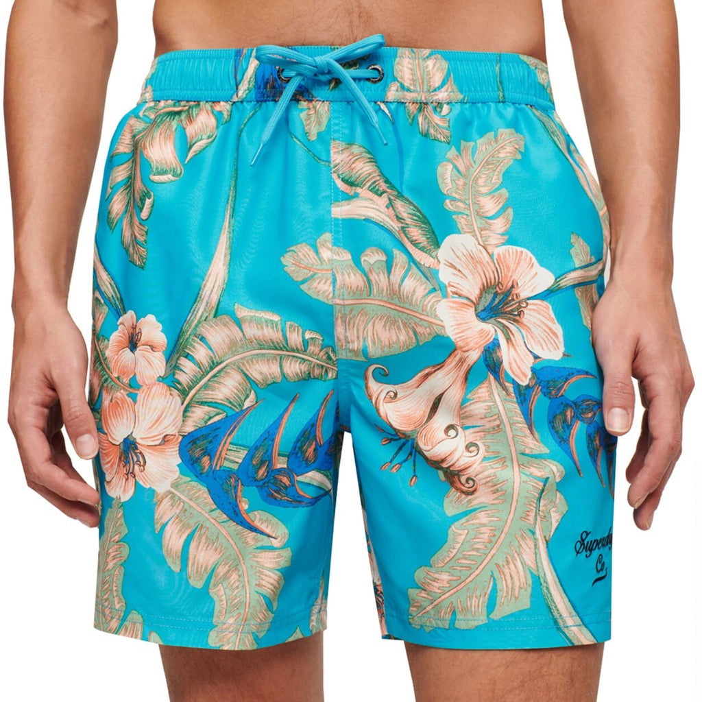 Superdry M3010232A Costume da Bagno Boxer Pantaloncini Uomo Azzurro