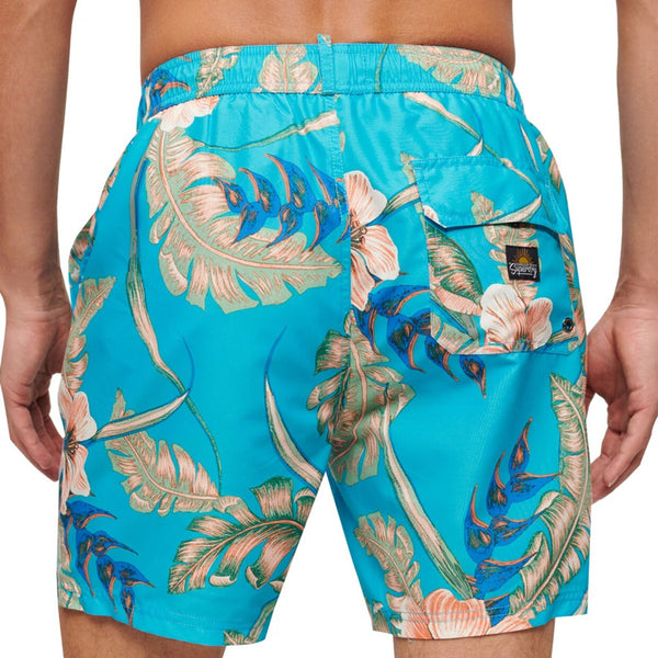 Superdry M3010232A Costume da Bagno Boxer Pantaloncini Uomo Azzurro