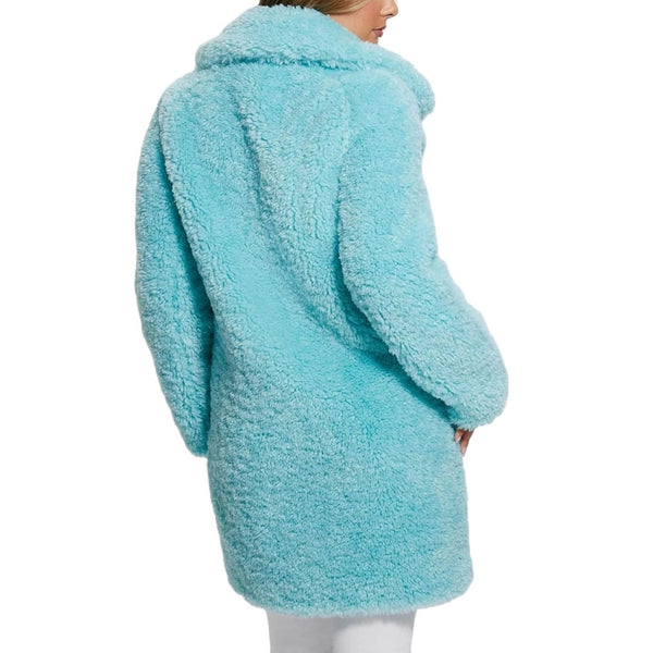 Guess W3BL58 WEYQ0 Giacca Giubbotto Pelliccia Donna Celeste