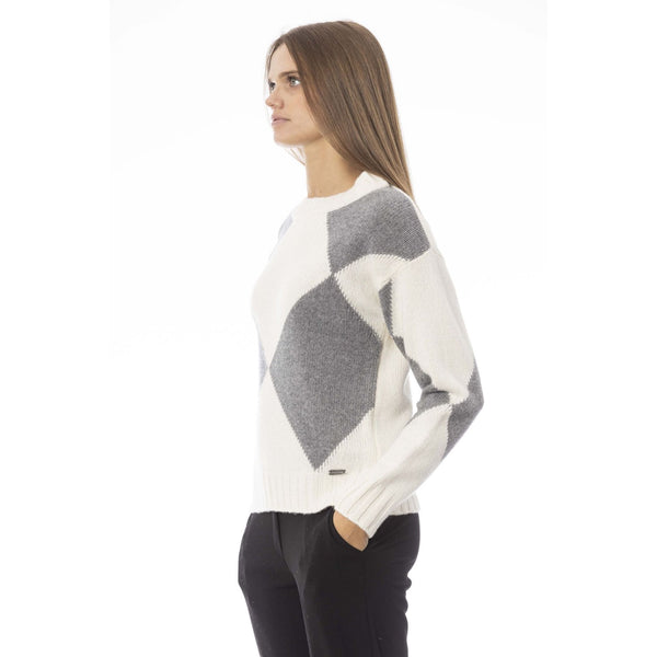 Baldinini Trend VOLTERRA NW1193 Maglia Maglione Donna Made in Italy Bianco Grigio - BeFashion.it