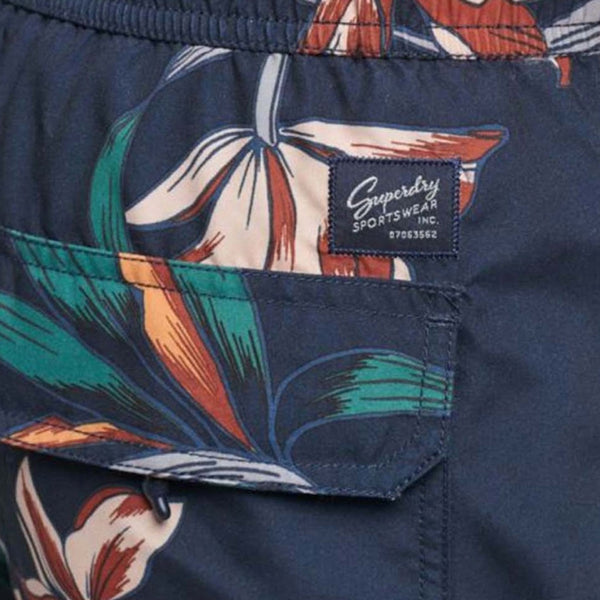 Superdry M3010212A Costume da Bagno Boxer Pantaloncini Uomo Blu