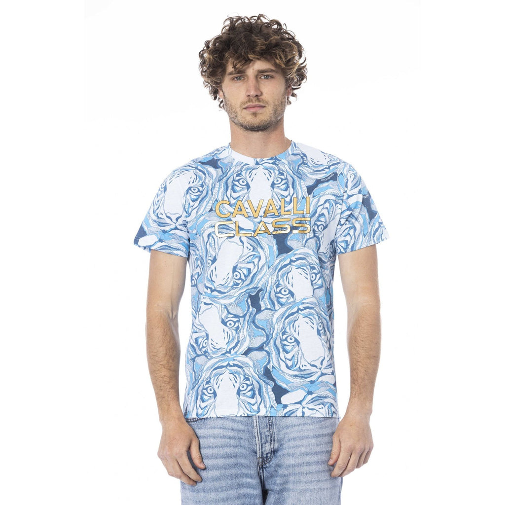 Cavalli Class CLL2MTS05SXH01D T-shirt Maglietta Uomo Azzurro - BeFashion.it