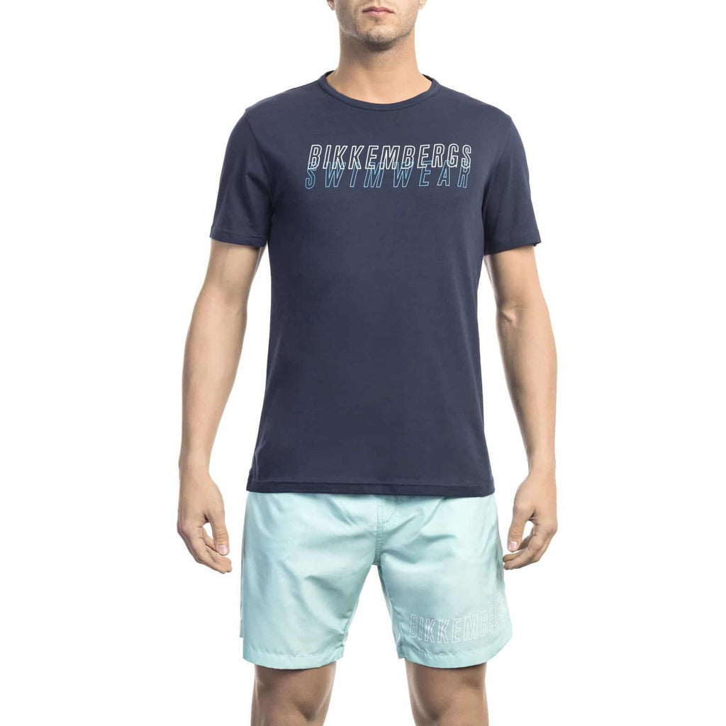 Bikkembergs Beachwear BKK1MTS01 T-shirt Maglietta Uomo Blu Navy