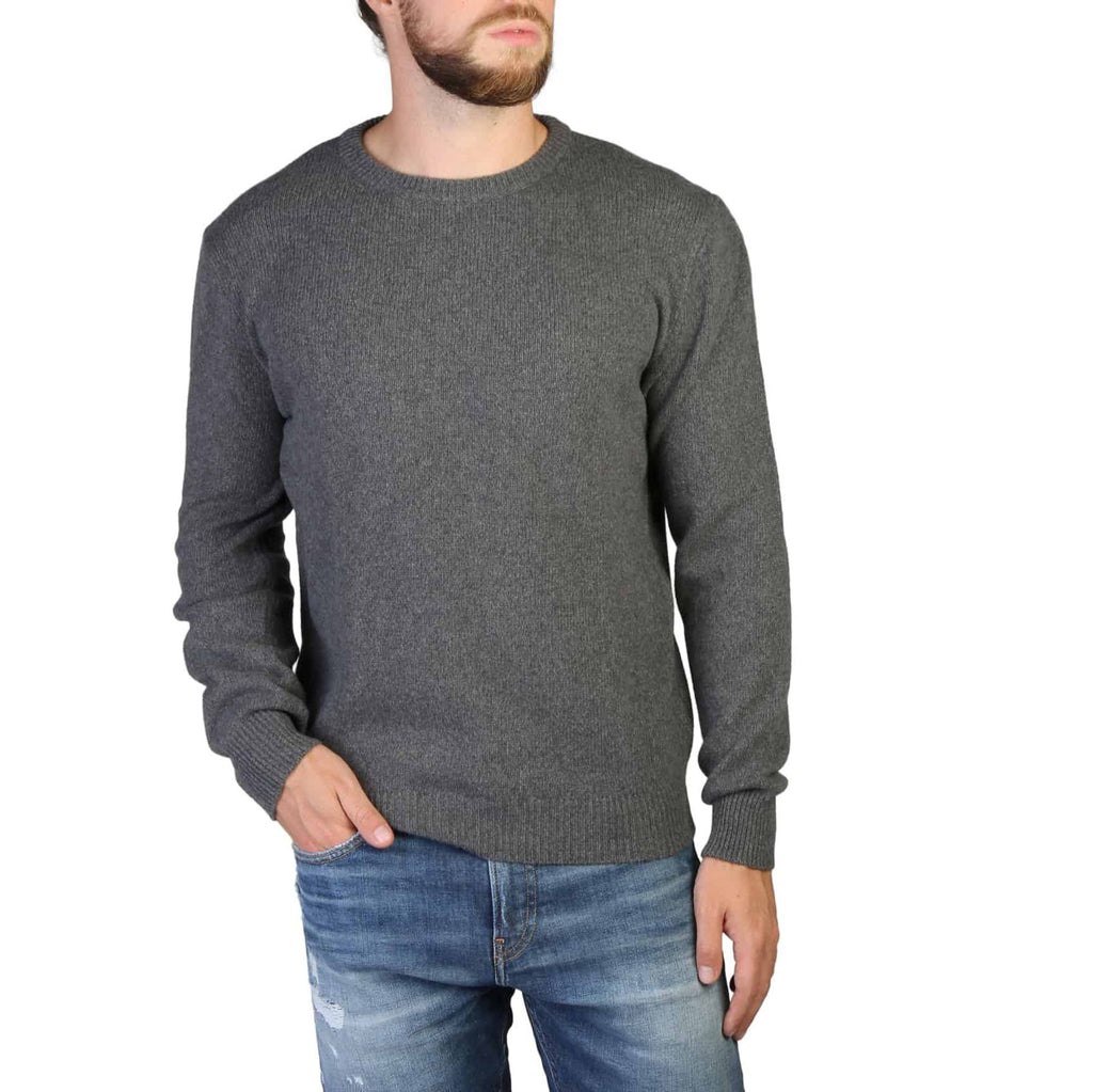 100% Cashmere C-NECK-M Maglia Maglione Uomo Made in Italy Grigio