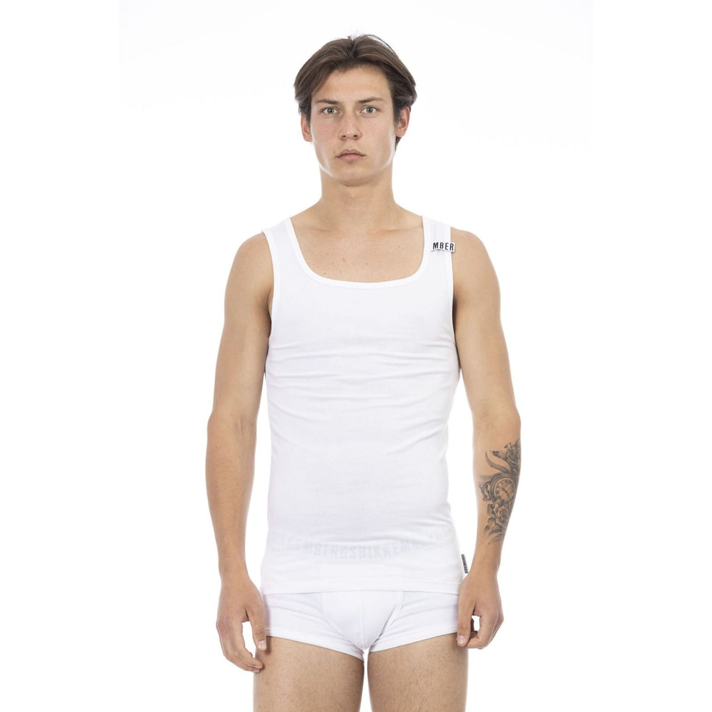 Bikkembergs BKK1UTT01BI Canotta Canottiera Intima Uomo Bipack 2 Pezzi Bianco