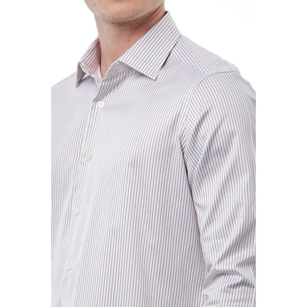 Bagutta 050 AL57214 Camicia Uomo Bianco Nocciola - BeFashion.it