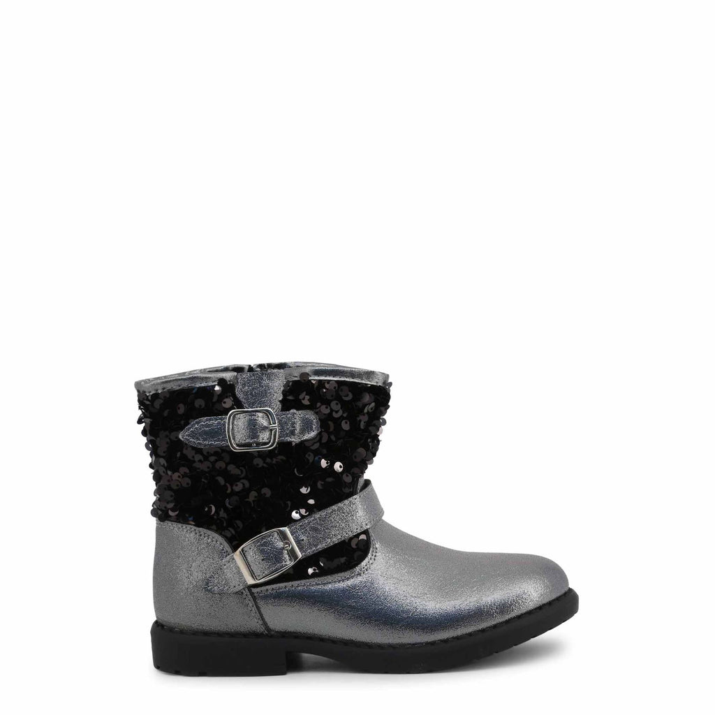 Shone 234-021 Stivaletti Bambina Bimba Argento Nero