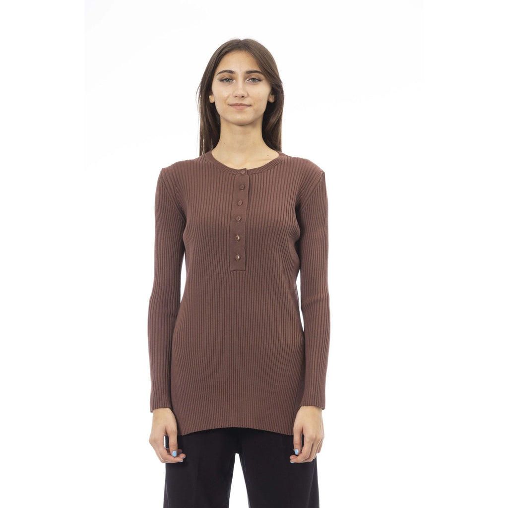 Alpha Studio AD8212U Felpa Donna Made in Italy Cioccolato - BeFashion.it