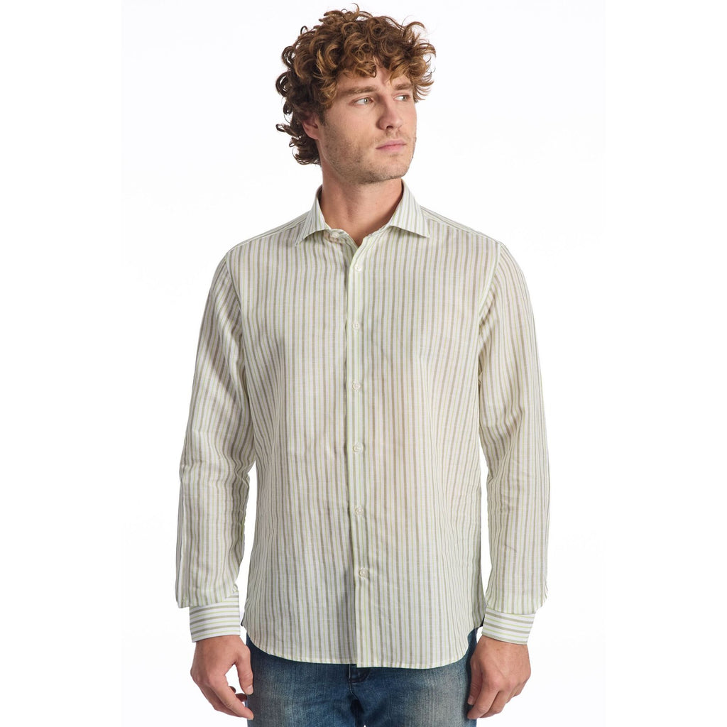 Baldinini Trend LINO RIGATO 3 Camicia Uomo Made in Italy Marrone - BeFashion.it