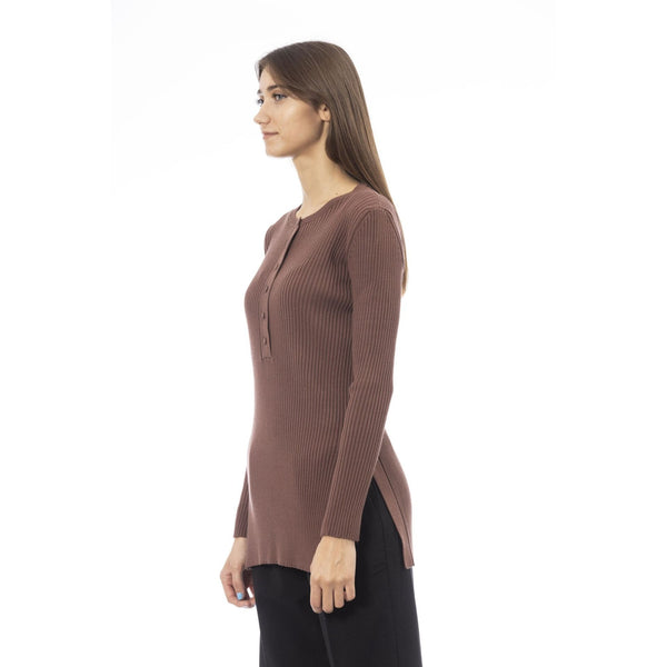 Alpha Studio AD8212U Felpa Donna Made in Italy Cioccolato - BeFashion.it