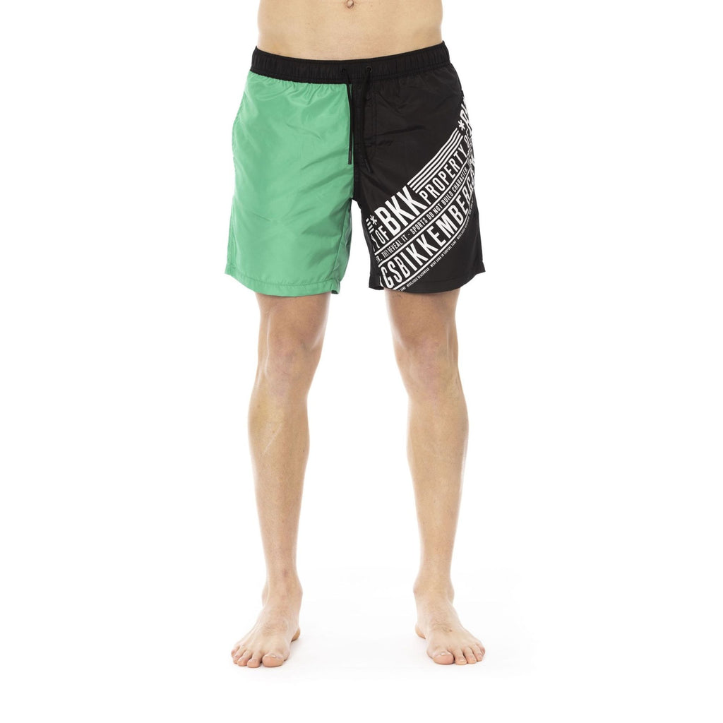 Bikkembergs Beachwear BKK1MBM09 Costume da Bagno Boxer Pantaloncini Uomo Verde Nero