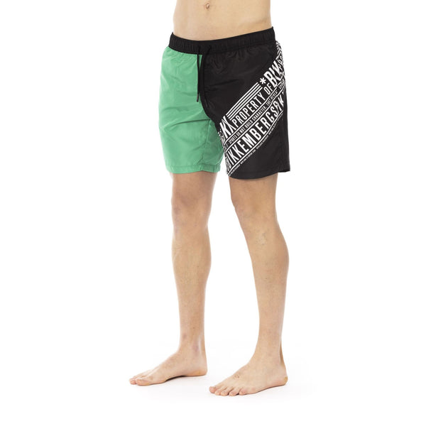 Bikkembergs Beachwear BKK1MBM09 Costume da Bagno Boxer Pantaloncini Uomo Verde Nero