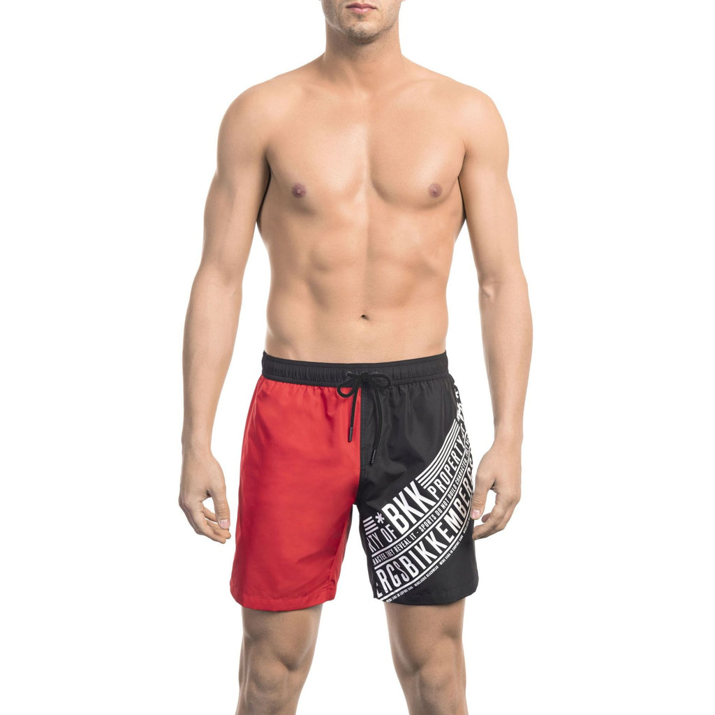 Bikkembergs Beachwear BKK1MBM09 Costume da Bagno Boxer Pantaloncini Uomo Rosso Nero