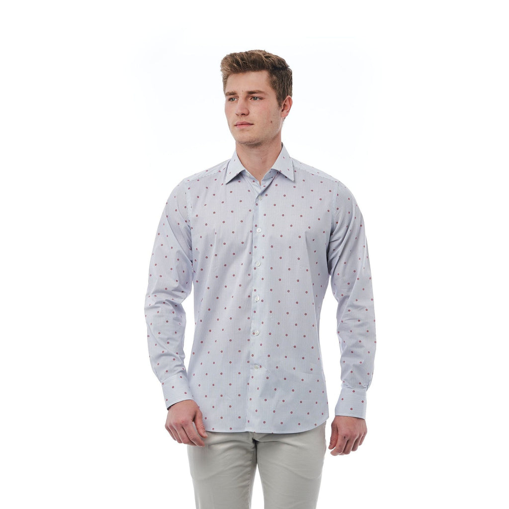 Bagutta 050 AL06263 Camicia Uomo Bianco Blu Rosso