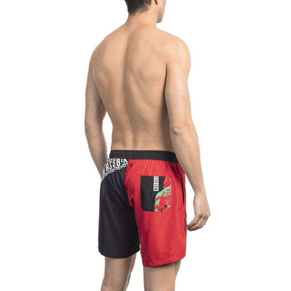 Bikkembergs Beachwear BKK1MBM09 Costume da Bagno Boxer Pantaloncini Uomo Rosso Nero