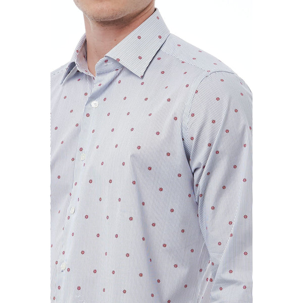 Bagutta 050 AL06263 Camicia Uomo Bianco Blu Rosso