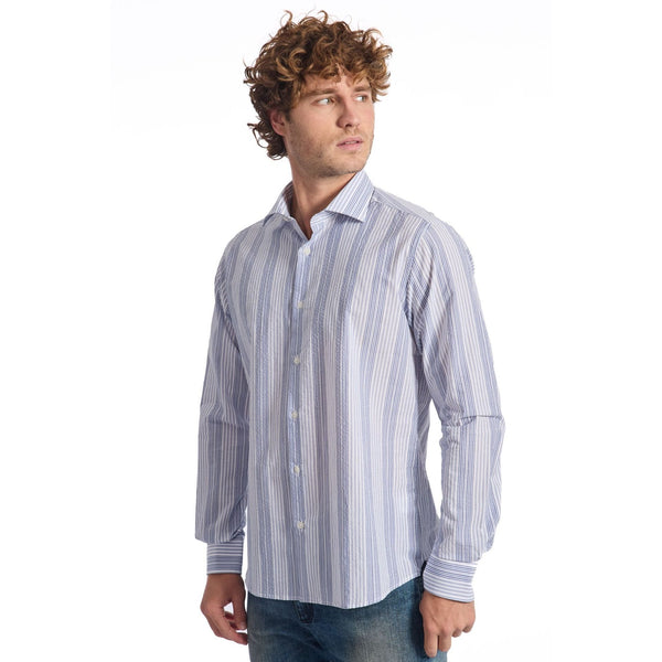 Baldinini Trend LIGHT SEERSUKER 19884 Camicia Uomo Made in Italy Azzurro - BeFashion.it