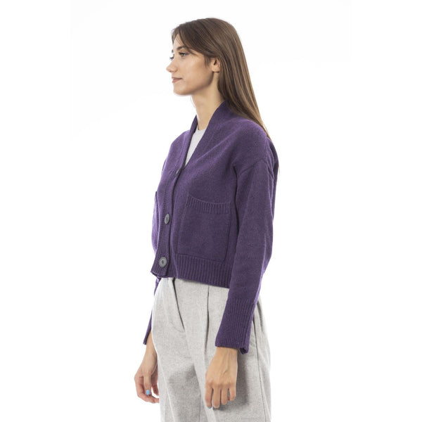 Alpha Studio AD8631EE Maglia Maglione Donna Made in Italy Viola - BeFashion.it