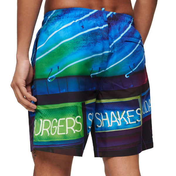 Superdry M3010233A Costume da Bagno Boxer Pantaloncini Uomo Blu