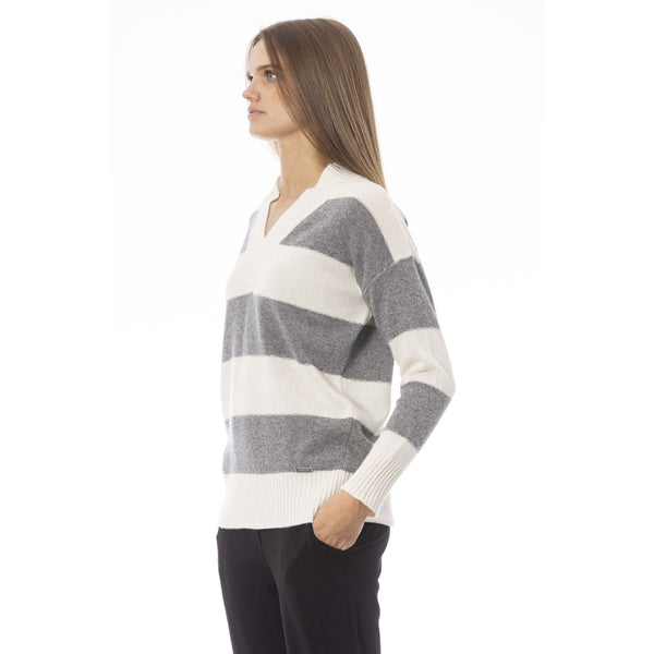 Baldinini Trend VOLTERRA NW1139 Maglia Maglione Donna Made in Italy Bianco Grigio - BeFashion.it