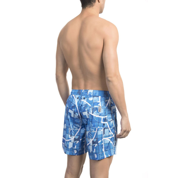 Bikkembergs Beachwear BKK1MBM05 Costume da Bagno Boxer Pantaloncini Uomo Blu