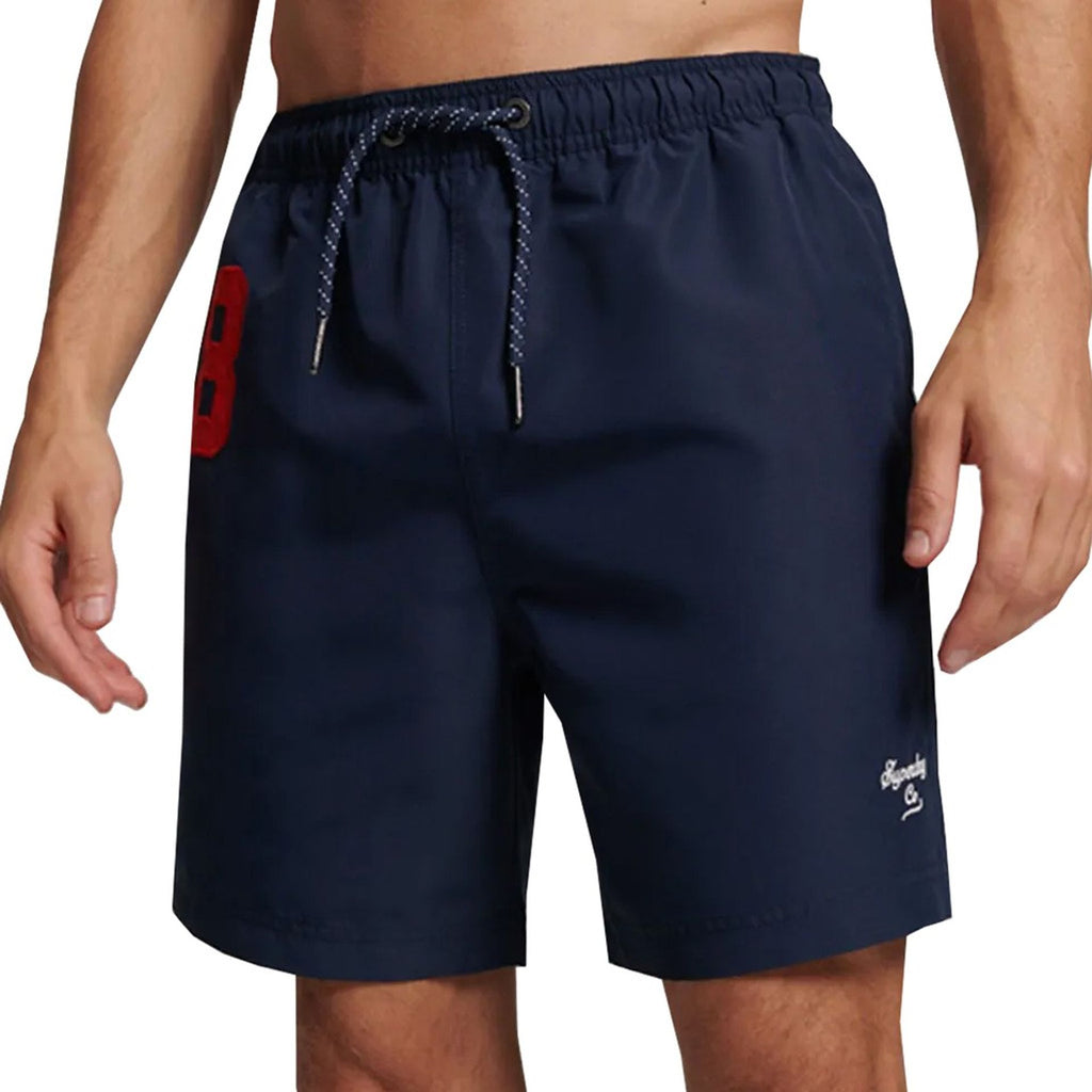 Superdry M3010220A Costume da Bagno Boxer Pantaloncini Uomo Blu Navy