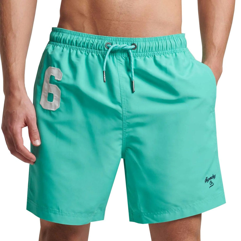 Superdry M3010220A Costume da Bagno Boxer Pantaloncini Uomo Verde