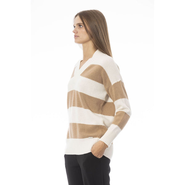 Baldinini Trend VOLTERRA NW1139 Maglia Maglione Donna Made in Italy Bianco Marrone - BeFashion.it