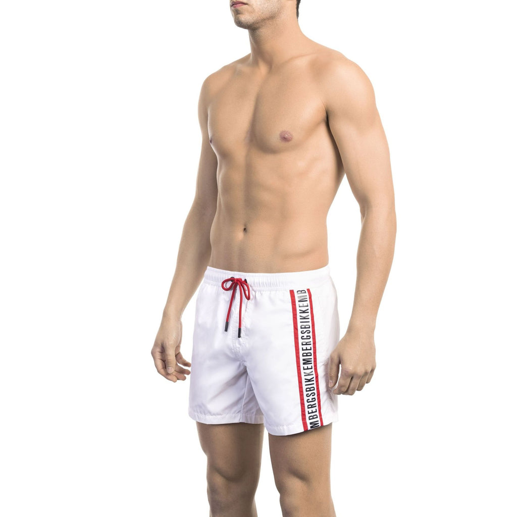 Bikkembergs Beachwear BKK1MBS01 Costume da Bagno Boxer Pantaloncini Uomo Bianco Rosso