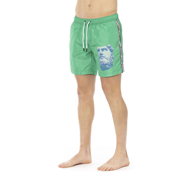 Bikkembergs Beachwear BKK1MBM13 Costume da Bagno Boxer Pantaloncini Uomo Verde