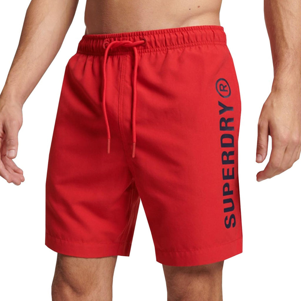 Superdry M3010215A Costume da Bagno Boxer Pantaloncini Uomo Rosso